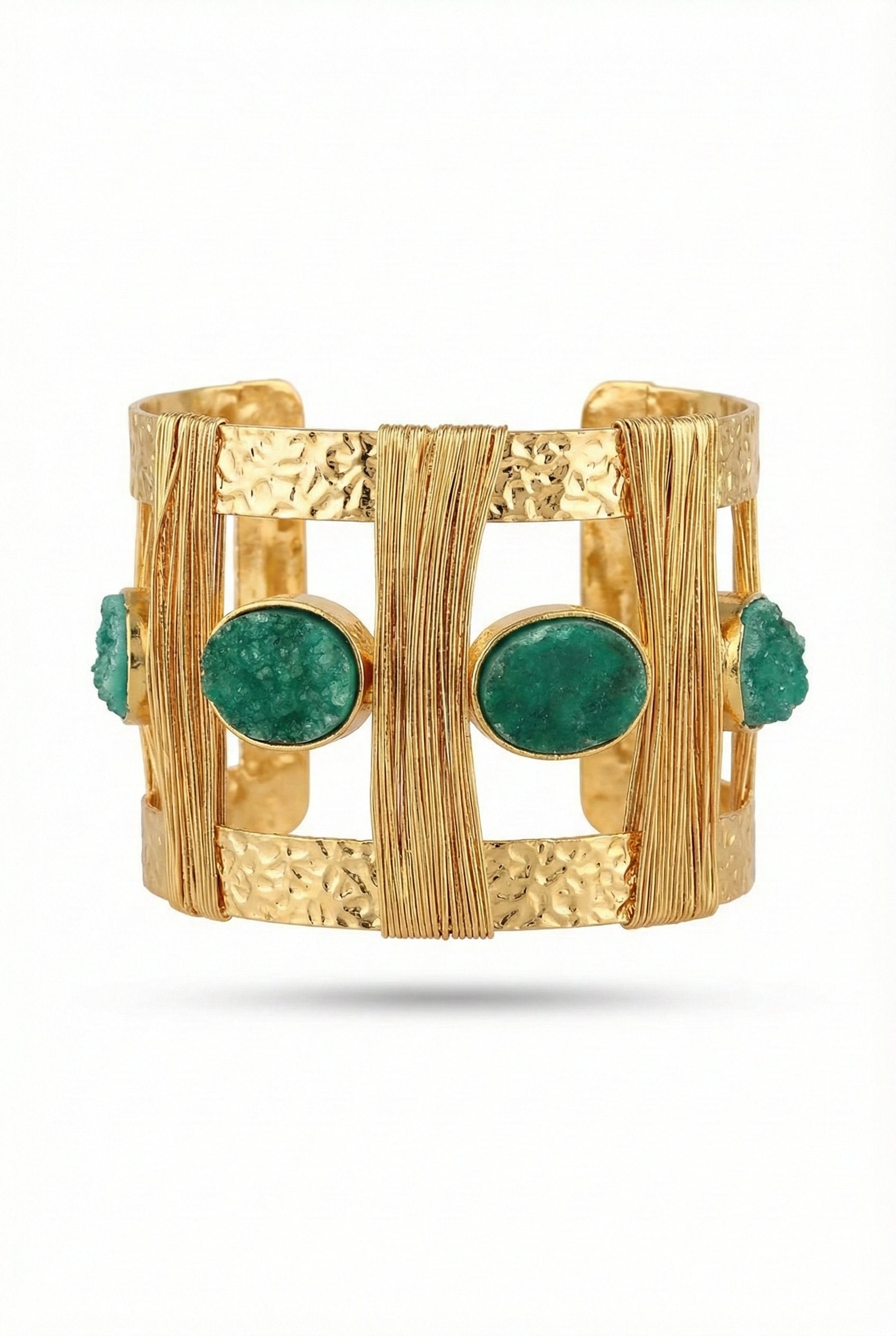 Green Druzy Statement Cuff Bracelet