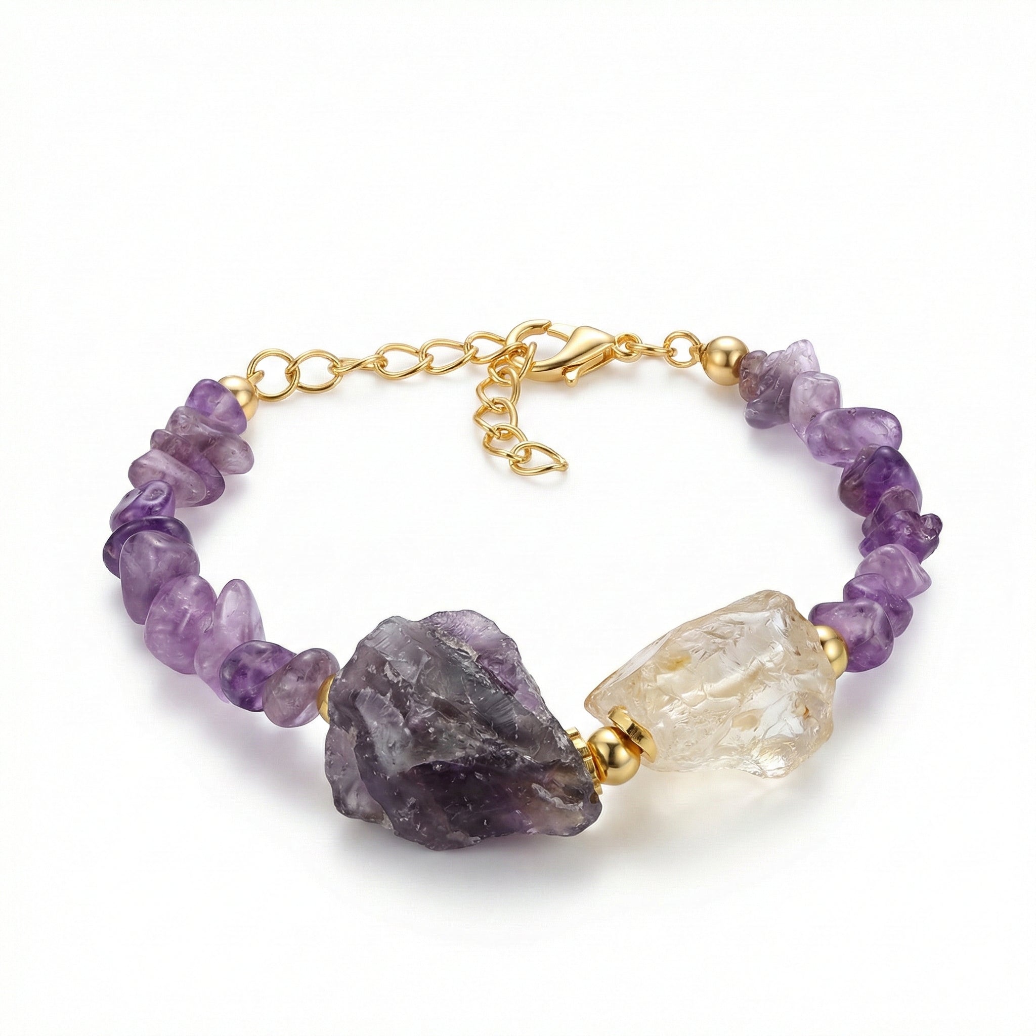 Amethyst & Citrine Stone Bracelet Set