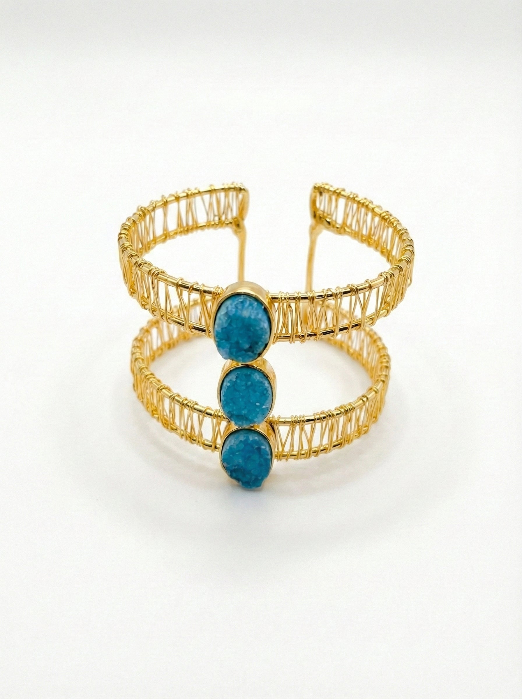 Blue Druzy Statement Cuff Bracelet