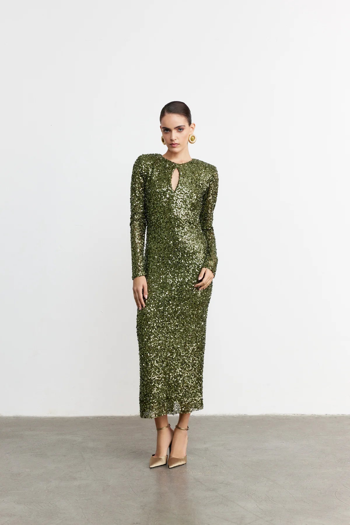 Olive Éclat Sequin Keyhole Dress