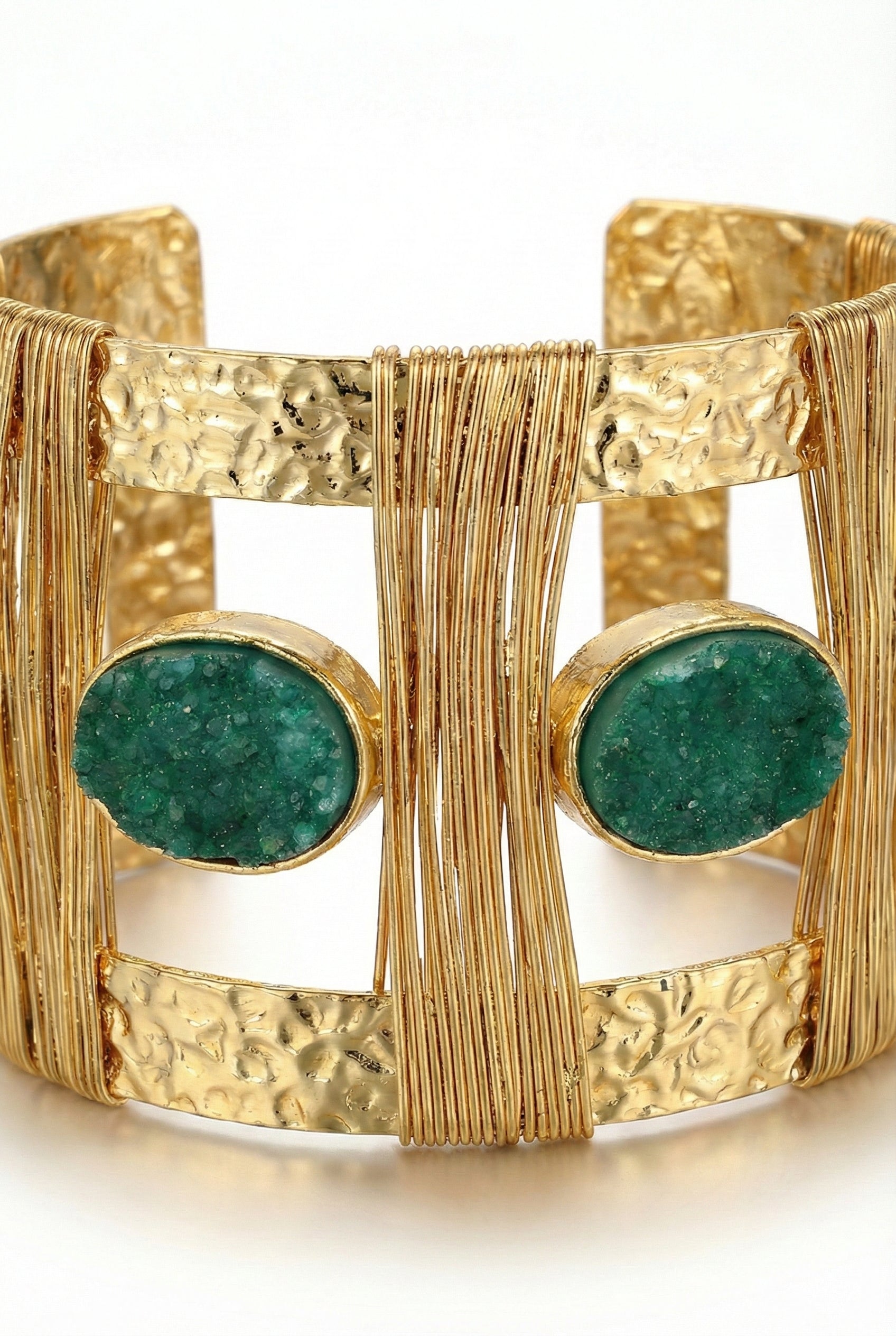 Green Druzy Statement Cuff Bracelet