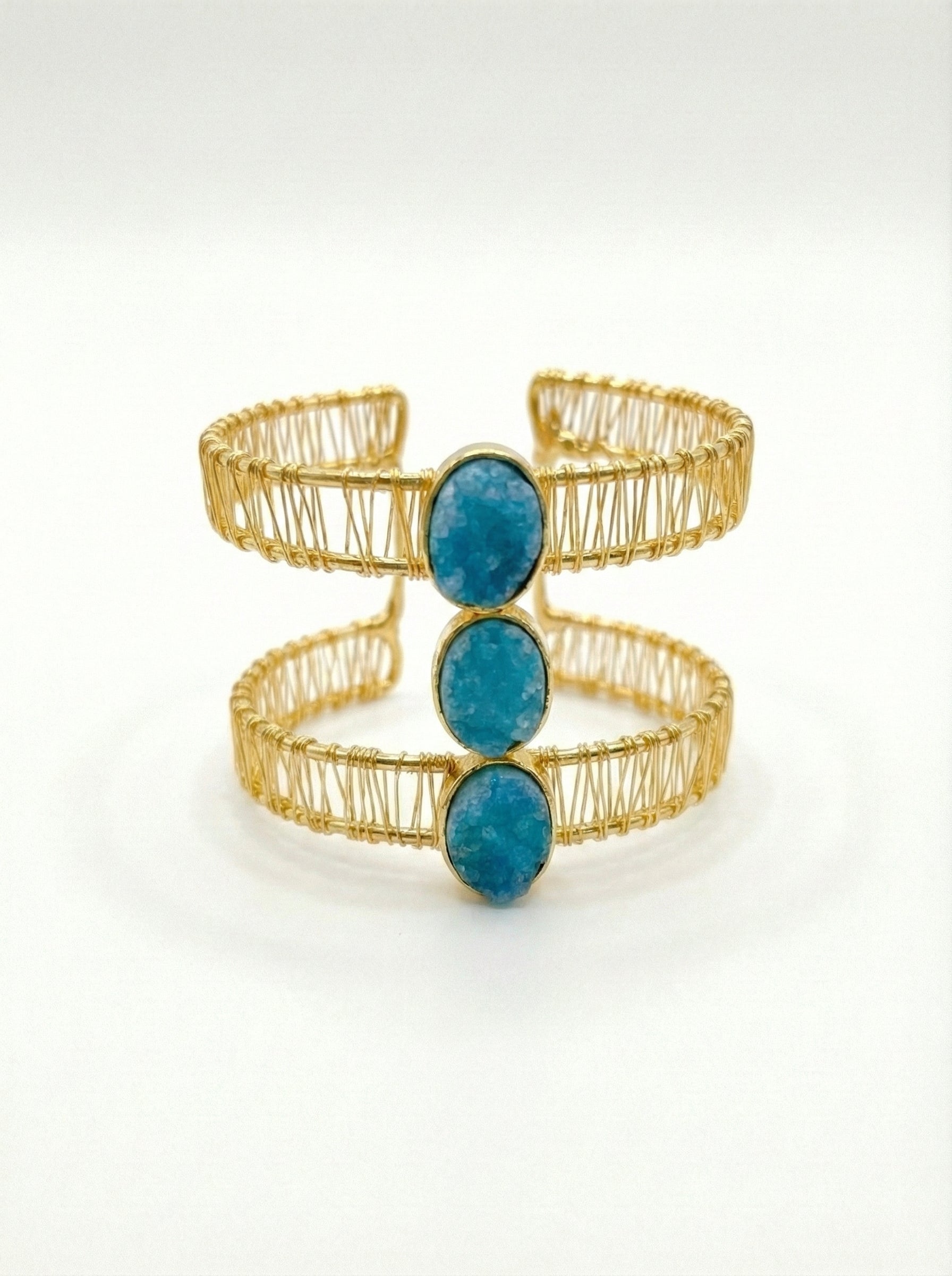 Blue Druzy Statement Cuff Bracelet