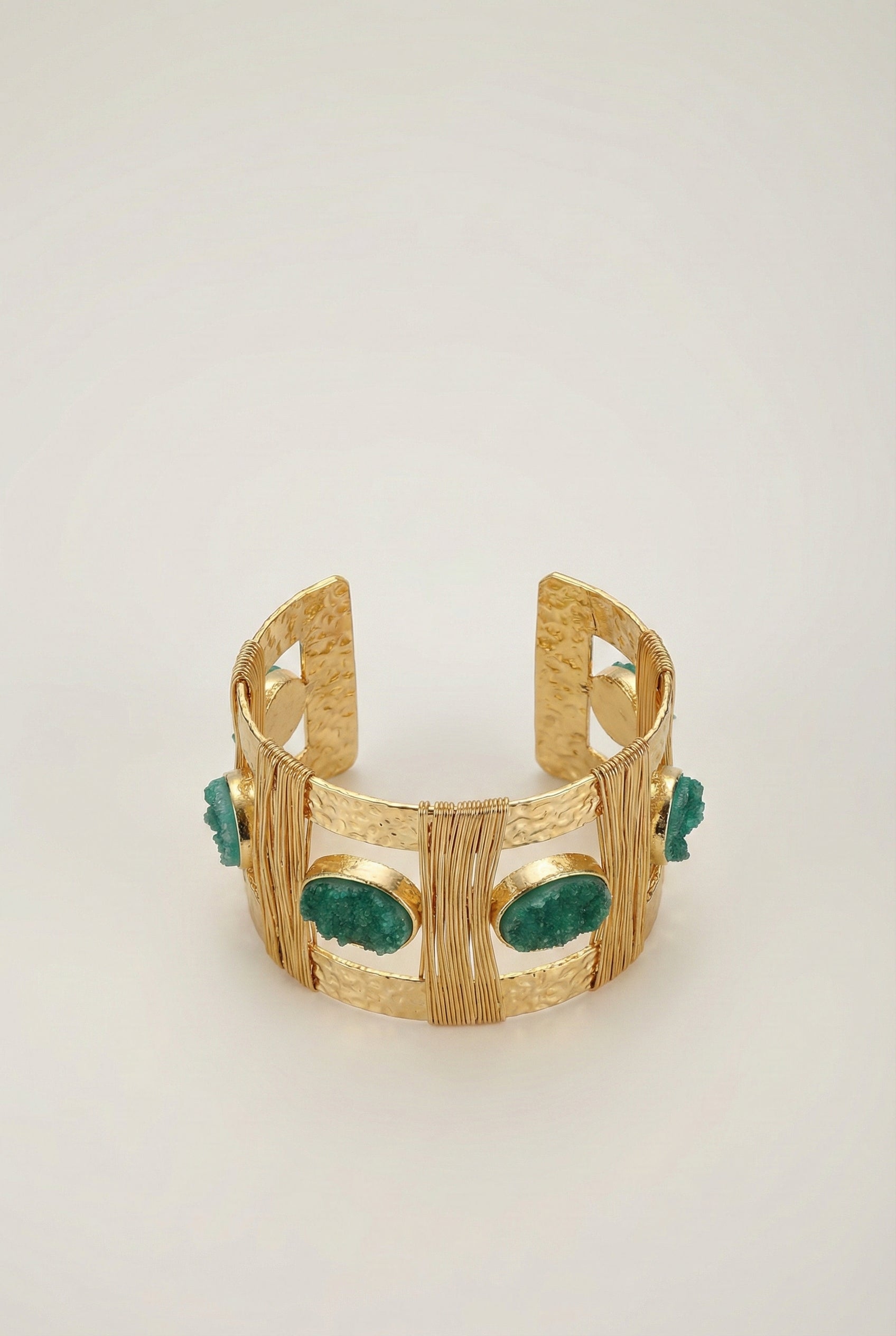 Green Druzy Statement Cuff Bracelet