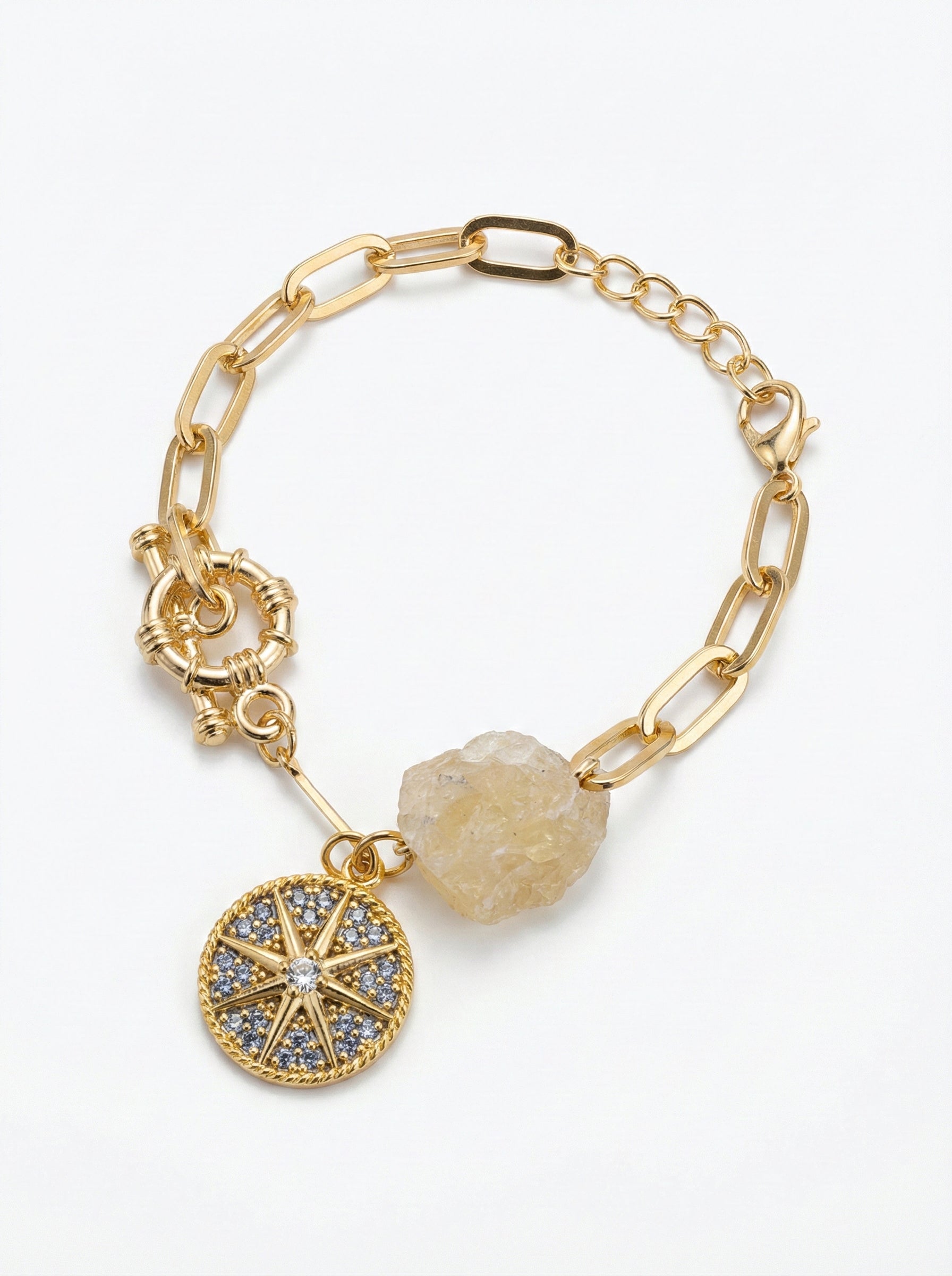 Amethyst & Citrine Stone Bracelet Set