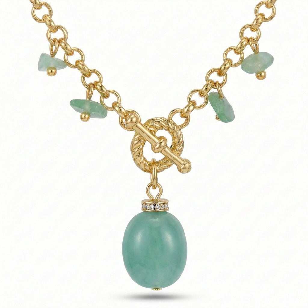 Aventurine Stone Layered Necklace Set