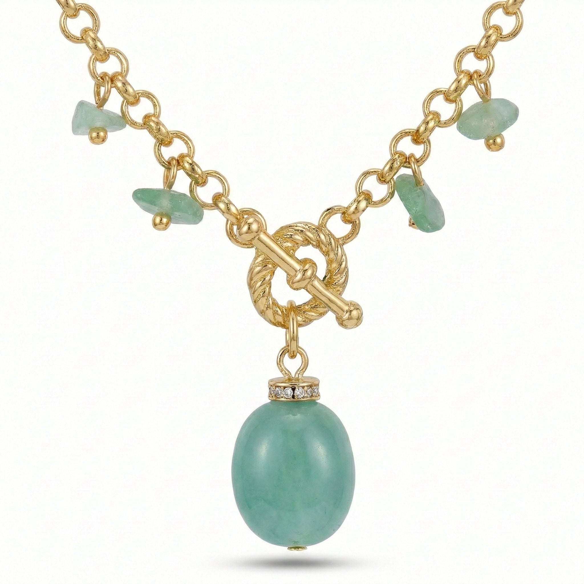 Aventurine Stone Layered Necklace Set