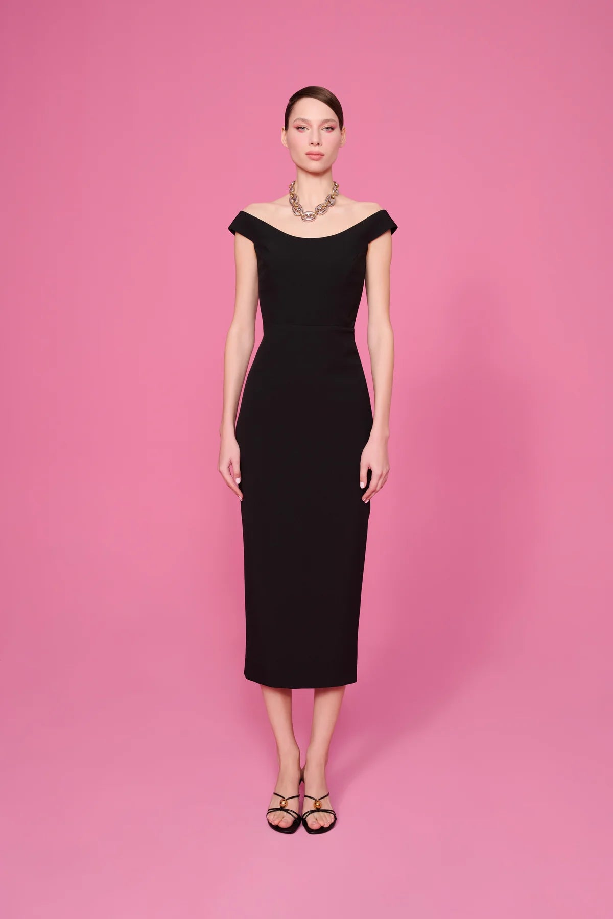 Amelia Off-Shoulder Minimal Midi Dress